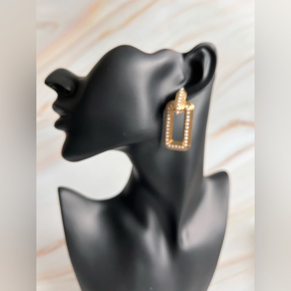 Vince Camuto Goldtone Glitz Pav Pearl Square Drop Earrings 22$